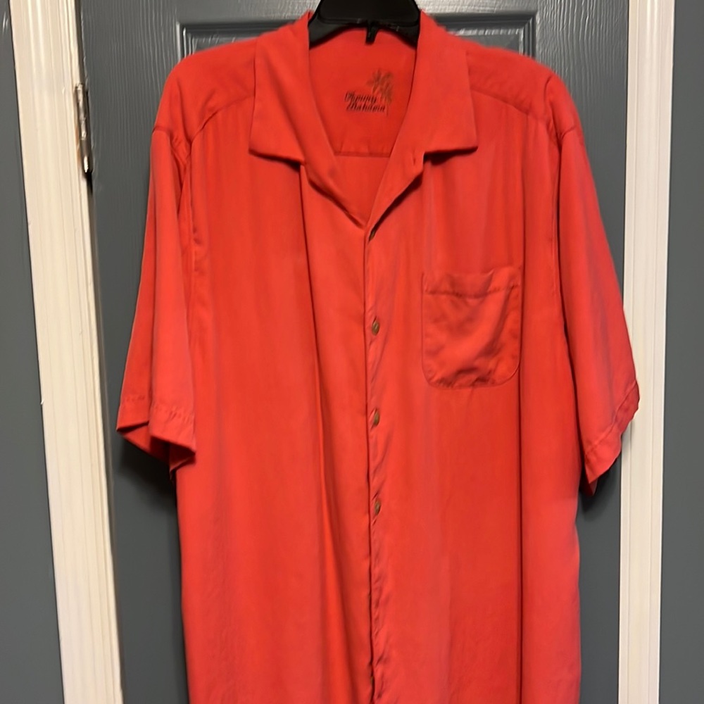 Men’s red 100 % silk shirt size XLT